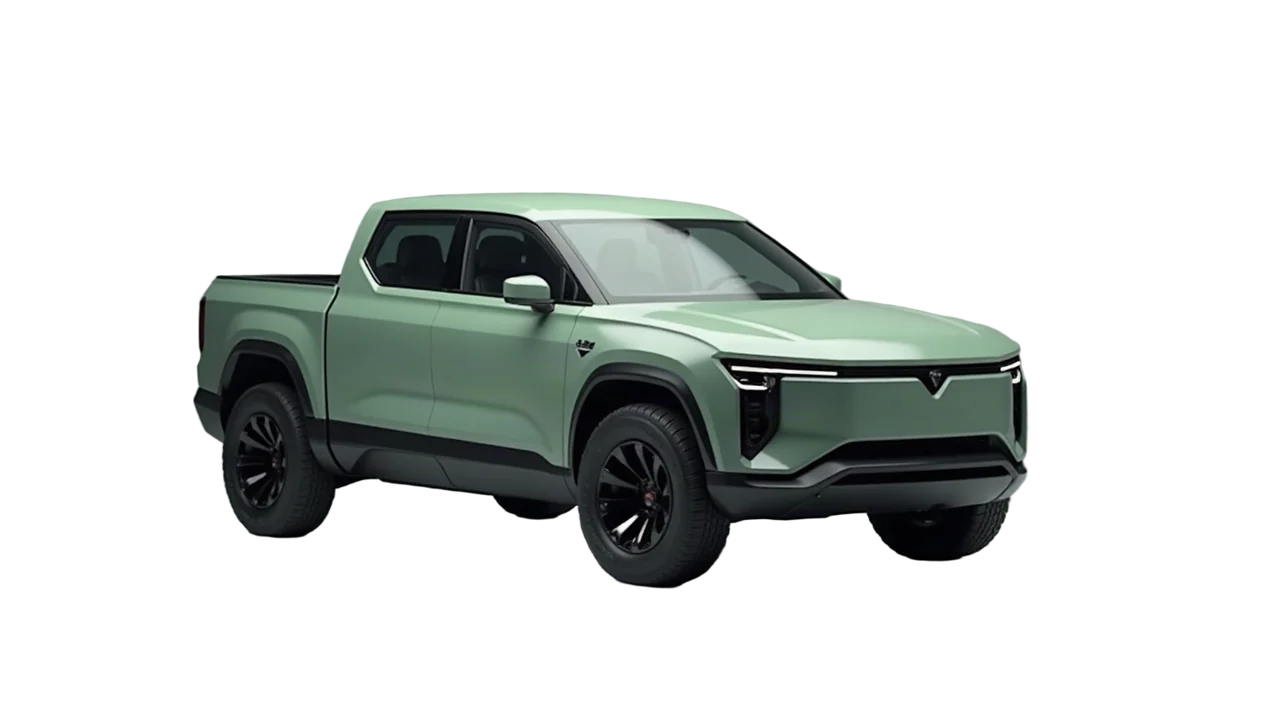 Pickup · rounded face, one lamp bar, flush tailgate